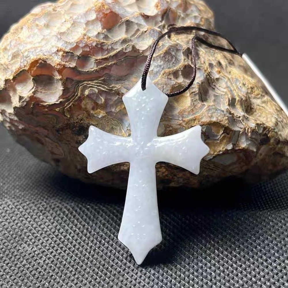 Natural Grade A Type Jadeite Burmese Jade pendant cross